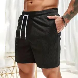 남자 스포츠 골지 무지 면혼방 밴딩 반바지