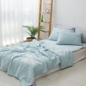 뉴크레용 냉감이불 싱글 S 세트 블루 여름 침대 이불 패드 침구 (WFJ5QE0)