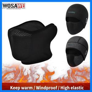 WOSAWE 오토바이 발라클라바 플리스 모자 사이클링 하프 & 풀 페이스 마스크 방풍 귀 보호 스키 하이킹 스