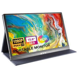 KYY 휴대용 모니터 15.6인치 1080P FHD USB-C, HDMI 컴퓨터 디스플레이 HDR IPS 게이밍 모니터, 프리미엄 스마트 커버 및 화면 보호기, 스피커, 노트북 PC MAC 폰 PS4 Xbox 스위치용