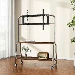 이동식 모니터 스탠드 거치대 삼탠바이미 TV 무빙 32인치 휠 스틸+월넛 룸앤