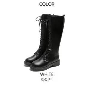 [옷자락]여성 레이스업 부츠 슬림 기모 롱 워커