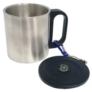 영스타 나침반 이중등산컵(200ml) 휴대용 스텐컵 캠핑 스텐컵 이중스텐컵