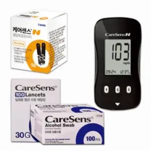 케어센스N 혈당측정기 세트 시험지50매 침100 솜100 자가혈당측정