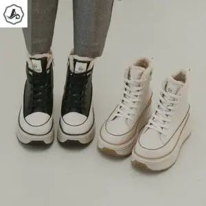 [애슬릿] 여성 스니커즈 겨울 레이스업 단화 키높이 털 안감