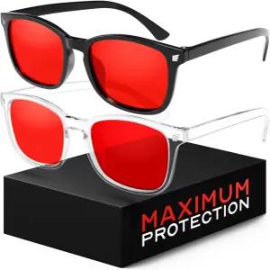 컴퓨터 수면을 위한 리보 게이밍 글래스 블루 그린 라이트 차단 여성 및 남성용 듀얼 코팅 레드 렌즈