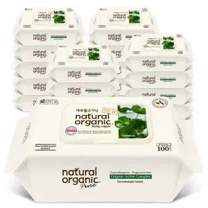 네츄럴오가닉 퓨어 센텔라 그린라벨프리 아기물티슈 100매 20팩