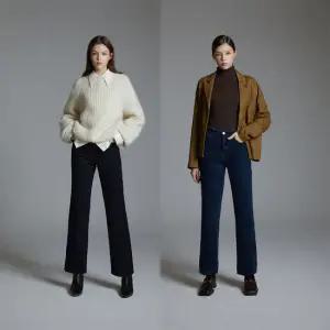 여성 스트레이트 니팅 기모 데님 팬츠 2종세트(SDGW)