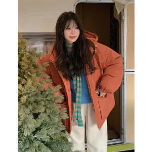 [공구우먼] [제작] 메이플리 루즈핏 하프 후드 패딩 점퍼 85147 빅사이즈 여성의류