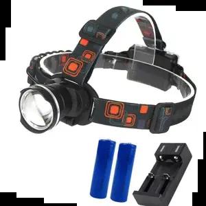 헤드조명 2구 충전기 엠케이_T6광각헤드랜턴 1200mah배터리 2개