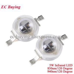 1-10개 5W 적외선 IR 고출력 LED 발광체 CCTV 카메라 방출 튜브 다이오드 보안용 850nm 940nm 120도