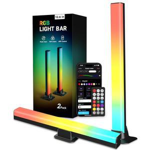 VUQ RGB IC LED 라이트 바 55인치 및 소형 TV 및 모니터용 12.6인치 TV 백라이트 블루투스 지원 1 600만 가지 색상 게임 PC 및 방 장식용 음악 동기화