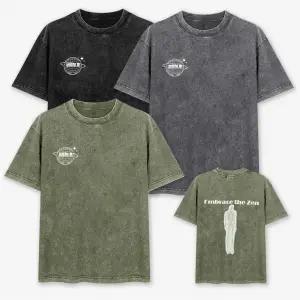 남녀공용 빈티지 워싱 코튼 오버핏 반팔 티셔츠