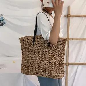 가방 트렌디 고급 밀짚 라탄 여자 쇼퍼백 2컬 (WFJ5ABS)