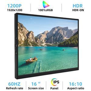 터치스크린ZSUS 16 휴대용 모니터 sRGB 1200P IPS 스크린 스팀 데크 노트북 스위치    호환용 용 여행용 게