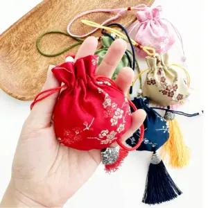 한복코디 추석 귀여운 외국인기념품 미니복주머니 주머니 꽃자수 용돈