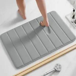 욕실 주방 발매트 그레이 극세사 세탁 가능 방수 매트 싱크대 화장실 용품 (WFJ5TUC)