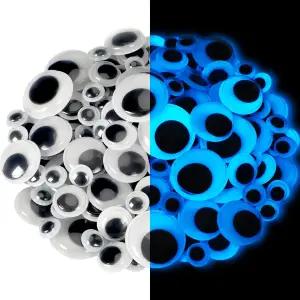 UPINS 500Pcs 구글리 눈이 어둠 속에서 빛나고 자가 접착 빛나는 반짝이는 눈 DIY 할로윈 크리스마스 공예