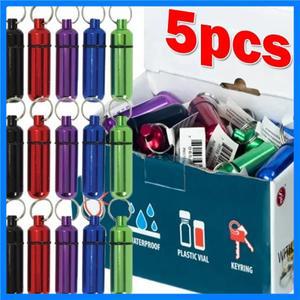 1/5pcs 휴대용 다채로운 미니 알루미늄 알약 상자 의학 케이스 컨테이너 병 홀더 키 체인 야외 필 박스 휴