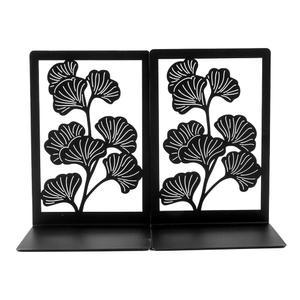 책 애호가를 위한 2Pcs 스타일 은행잎 금속 - 브링 럭 북엔드 오피스 데스크톱 홈 사무용품 랙 책장 (B210-블랙)