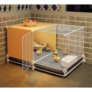 양계장 가정용 닭장 펜스 병아리집 조류 철망 2칸 소형 70x35x40 기본 사료통 사료