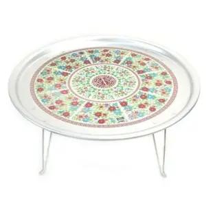 레트로 원형 밥상 40cm 양은 다과상 접이식 찻상 클래식 (WFJR2PF)