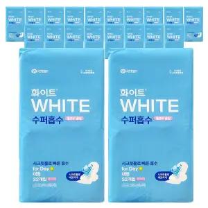 화이트 수퍼흡수 울트라슬림 대형 날개형 생리대 구 화이트울트라 32개입 20팩