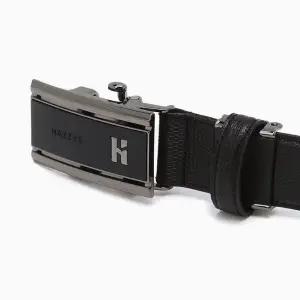 [헤지스]블랙 버클 로고장식 소가죽 자동벨트 HJBE6E780BK_s