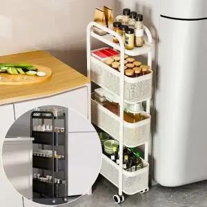 이동식 트롤리 틈새 코너 주방 욕실 수납장 정리 선반 (WFK4S04)