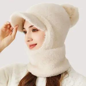 부클 모헤어 바라클라바 골프 겨울 여자 니트모자 (WFJ68ED)