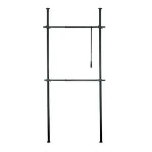 기둥식행거 천장부착 다용도 블랙기둥식행거 트니행거2단 (WFJ75FO)