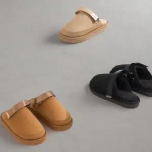 [옷자락]여성 스트랩 둥근 앞코 퍼 슬리퍼