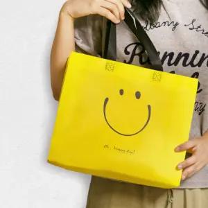 스마일 미니 고급 휴대용 부직포백 소형 선물 답례품 접이식 튼튼한 포켓 쇼퍼백 리유저블