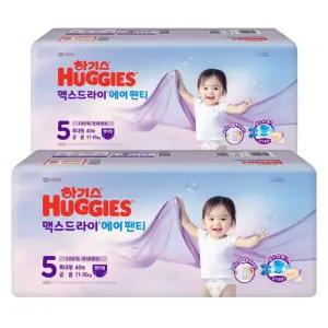 하기스 25 저자극 컴포트 맥스드라이 에어 팬티형 유아기저귀 남여공용 5단계 80매