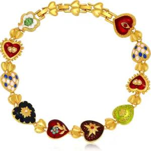 본줄리 골드 청키 여성용 목걸이 빈티지 컬러풀 핑크 카메오 하트 플라워 성명서 도금 참 주얼리