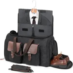 여행용 캔버스 의류 가방 남성 여성 컨버터블 캐리 더플백 신발 수납 공간 여행 1개 중 2개(블랙 L)