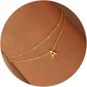 여성용 투란도스 골드 이니셜 브레이슬릿 데인티 18K 리얼 도금 레이어드 레터 A-Z 주얼리 선물용 맞춤형