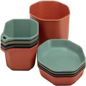 Gerber Gear ComplEAT 식기 세트 - 폴로필렌 캠핑 조리기구 휴대용 아웃도어 접시 4개 그릇 및 믹싱볼 1개