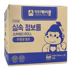 닥터케이콩 고급 점보롤 500m x 16롤, 무형광 화장지 휴지 두루마리 대용량 PC방 휴게소