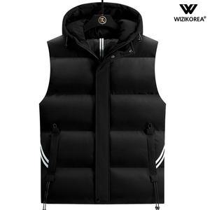 남성 라인 후드 패딩조끼 남자 스포티 베이직 기본 WI004PV