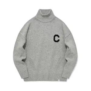 [커버낫] [TAG가 99,000] C 로고 터틀넥 니트 멜란지 그레이