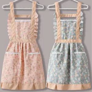 플라워 앞치마 포켓 앞치마 예쁜 레이스