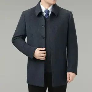 미비다 남성 하프 코트 짧은 양면 캐시미어 겨울 터틀넥 캐주얼 울 소재 탈부착 힛템