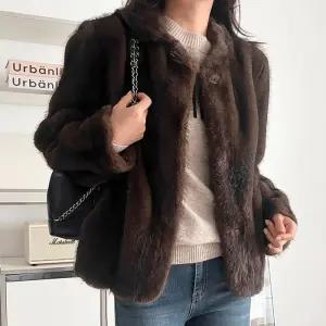 여자 후크 겨울 연말룩 인조밍크 물결 퍼 자켓