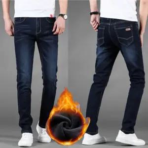 남성 기모청바지 스판 겨울바지 슬림 일자 스트레이트핏 7015