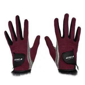 쉬미리 파크골프 겨울용 골프장갑 여성 방한 양손 와인