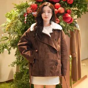 [온앤온](센텀시티점)[정채연,기은세 착용] 벨티드 스웨이드 무스탕 NEM4WMB40