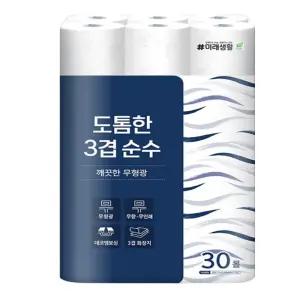 잘풀리는집 도톰한 3겹 순수 화장지 27m, 30롤, 1팩