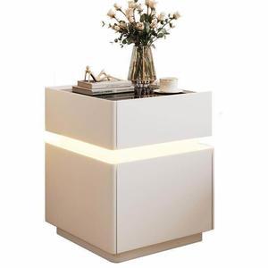 침대 협탁 무선충전 화이트 금고 서랍형 40x40x50cm 조명 LED