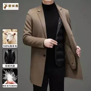 남성 트렌디 아이템 정장자켓 정장카라 울 리버시블 코트 가을 겨하프 기장감 패딩 안감 트렌치 HT4